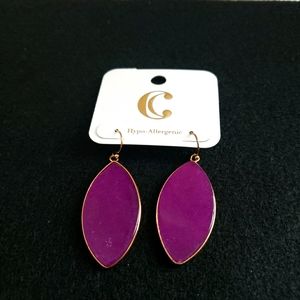 Purple Magenta with gold drop earrings